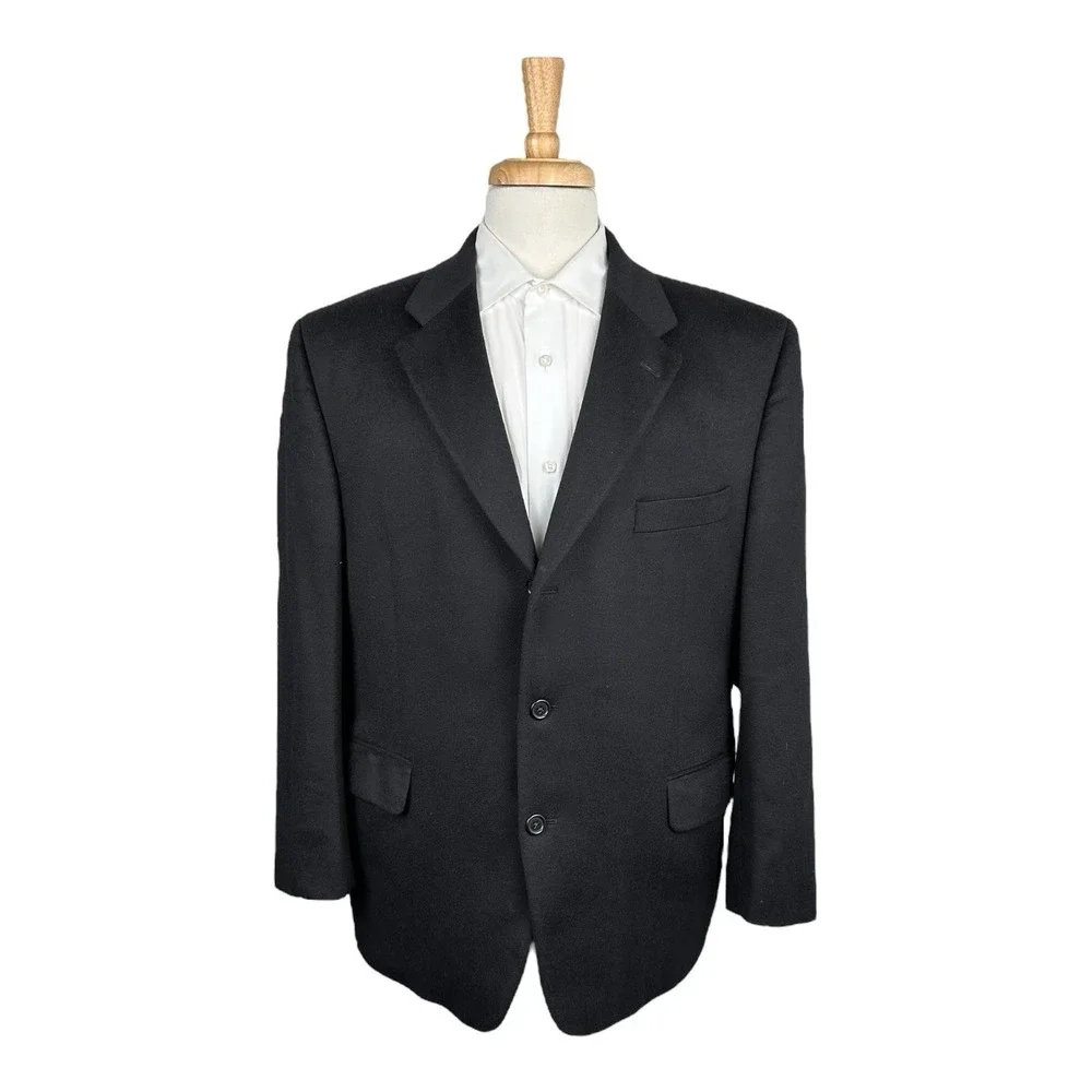 Jack Victor Loro Piana Black Pure Cashmere Blazer Sport Coat 45S Short GLENNWOOD